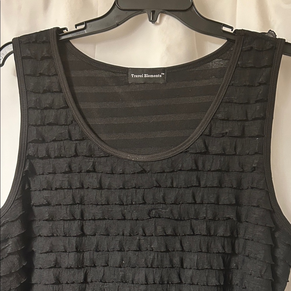 Travel Elements Elegant Black Ruffle Tank Top. Size XL - Picture 3 of 7